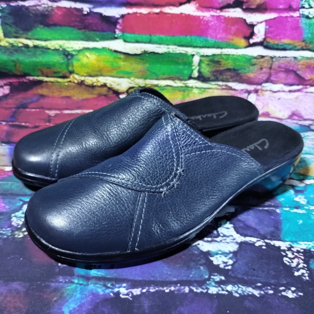 Clarks Slip On Dark Blue Mule Clogs Size 8M (0708)